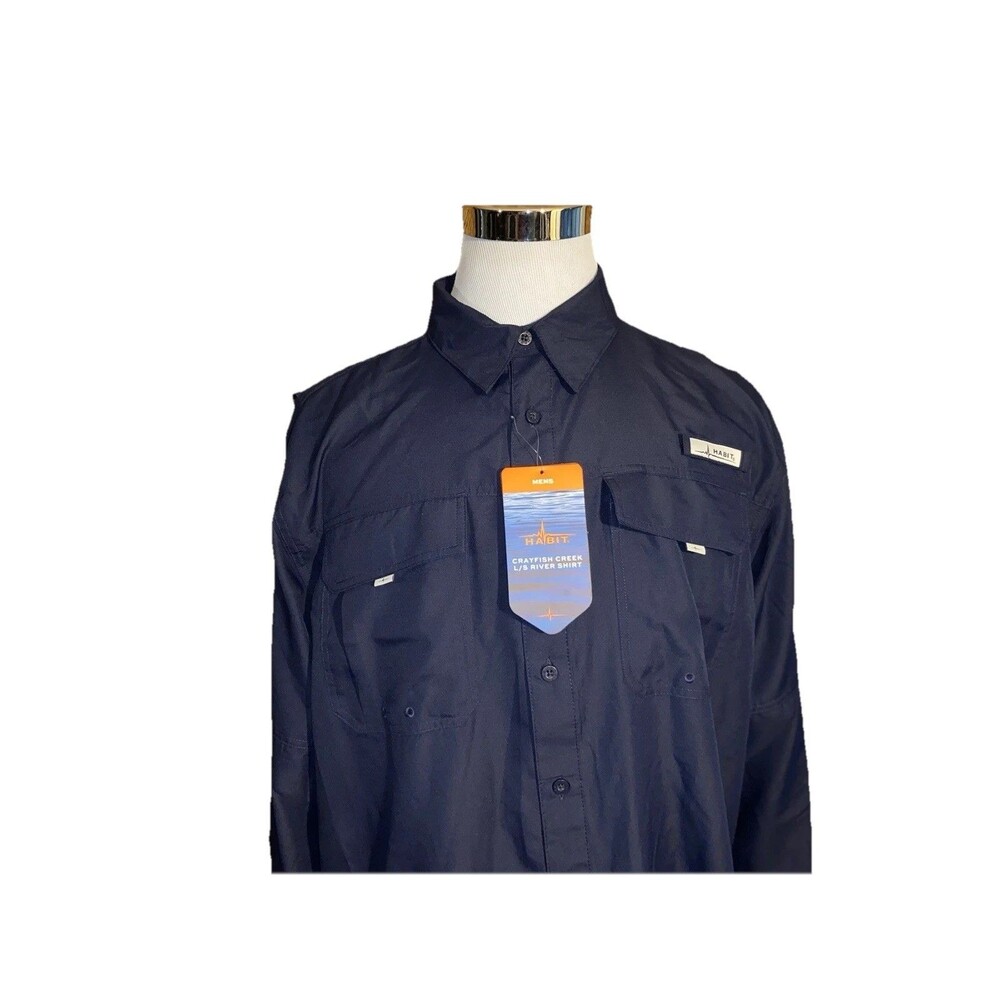 NEW Habit Fishing Shirt Men’s Size XL Blue Long Sleeve Breathable